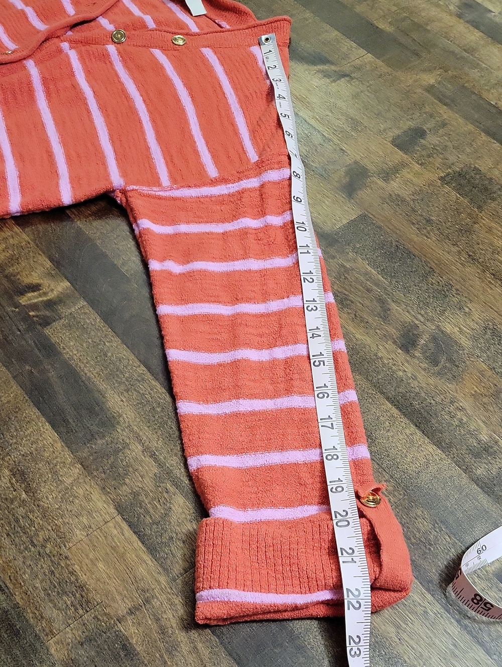 LOFT Coral Pink Striped V-Neck Button Sweater Size XS - Picture 6 of 15